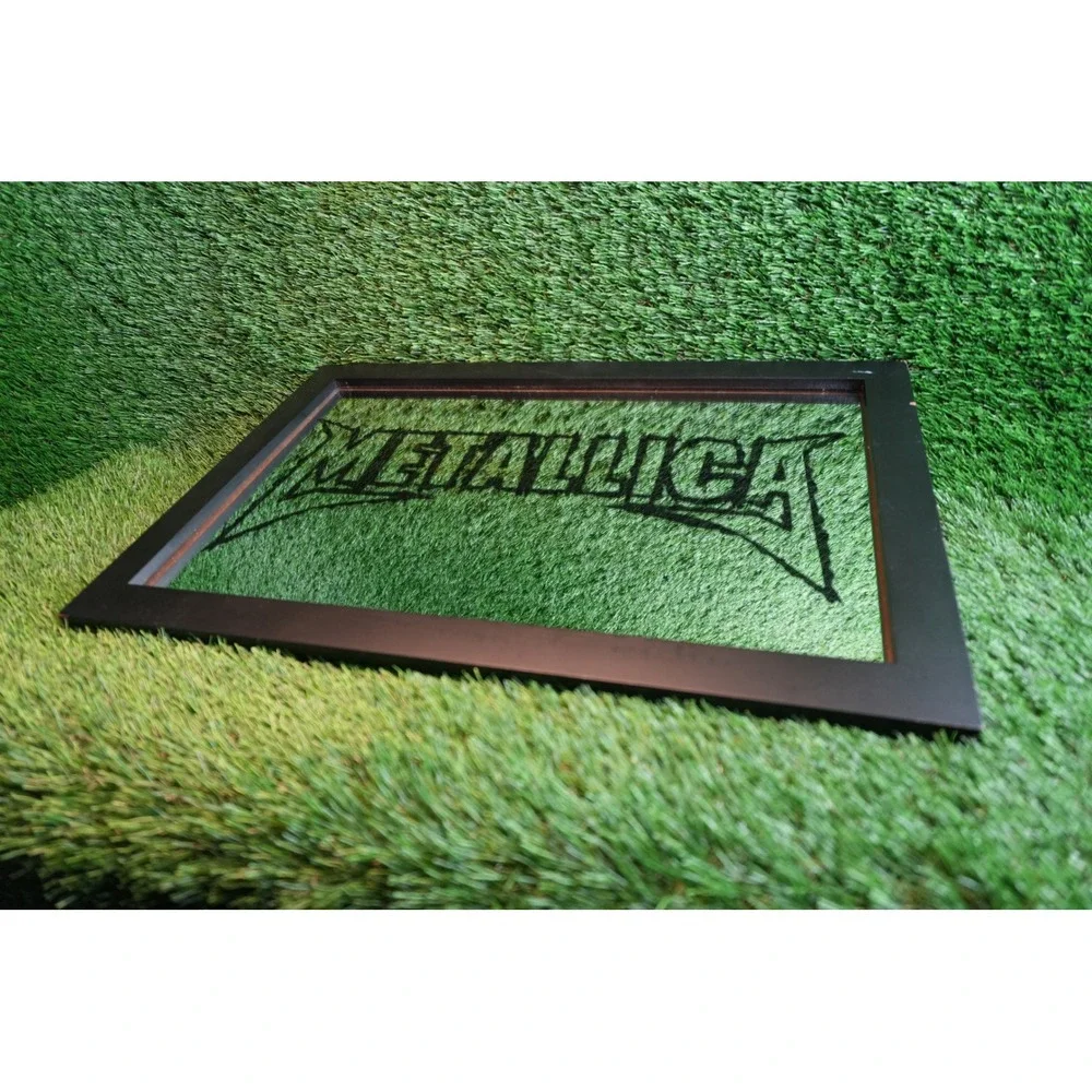 Metallica Logo Framed Wall Mirror Black Wood Frame Heavy Metal Band‎ Decor